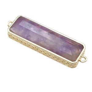 purple Amethyst rectangle connector, gold plated, approx 10-28mm
