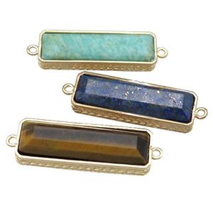 mix Gemstone rectangle connector, gold plated, approx 10-28mm