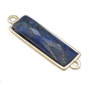 blue Lapis rectangle connector, gold plated, approx 8-20mm