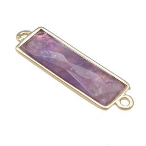 purple Amethyst rectangle connector, gold plated, approx 8-20mm