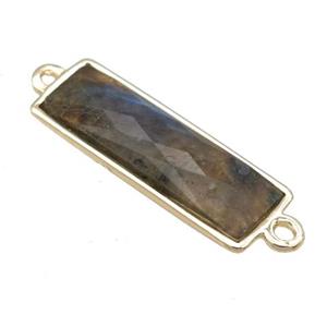 Labradorite rectangle connector, gold plated, approx 8-20mm