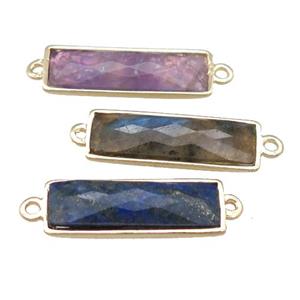 mix Gemstone rectangle connector, gold plated, approx 8-20mm