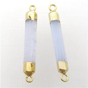 Blue Lace Agate stick connector, gold plated, approx 6-35mm
