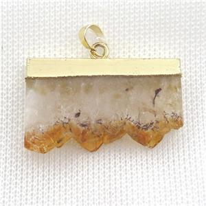 yellow Citrine Druzy slice pendant, gold plated, approx 15-35mm