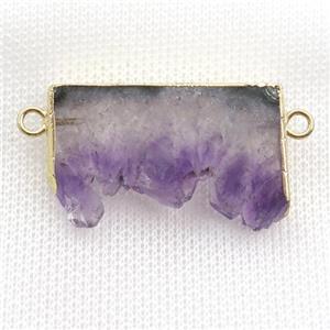 Amethyst Druzy slice pendant, gold plated, approx 15-35mm