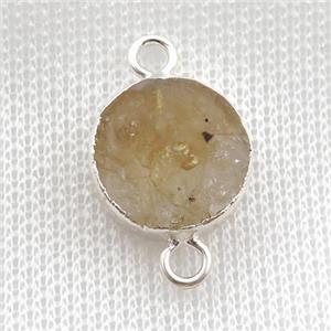 Citrine circle connector, silver plated, approx 15mm