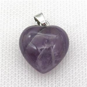 purple Amethyst heart pendant, approx 20mm