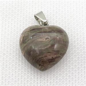 Mexican Crazy Agate heart pendant, approx 20mm