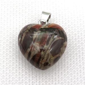 Ocean Jasper heart pendant, approx 20mm
