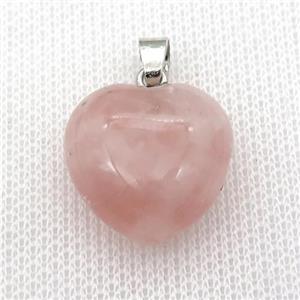 Rose Quartz heart pendant, approx 20mm