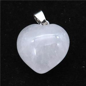 Crystal Quartz heart pendant, approx 20mm