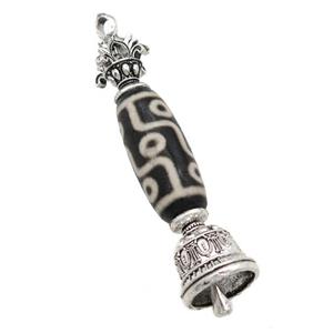 tibetan style Agate pendant, antique silver, approx 12-55mm