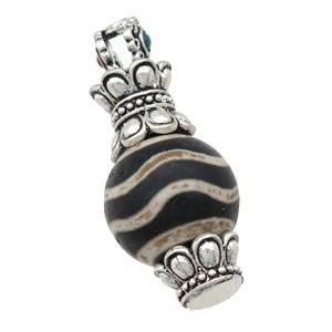 tibetan style Agate pendant, antique silver, approx 20-40mm