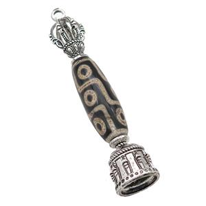 tibetan style Agate pendant with bail, antique silver, approx 13-80mm