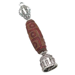 tibetan style Agate pendant, antique silver, approx 14-80mm