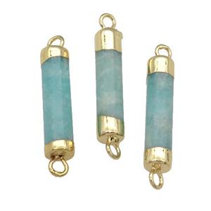 green Amazonite stick connector, gold plated, approx 5-20mm