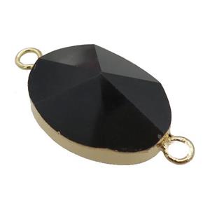 black Onyx oval connector, point, gold plated, approx 18-25mm