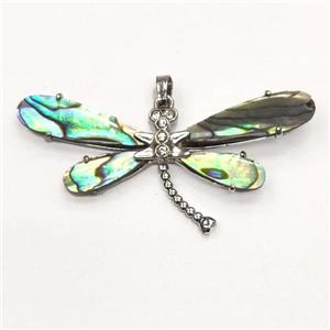 multicolor Abalone Shell dragonfly pendant, approx 27-61mm