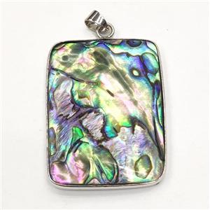 multicolor Abalone Shell rectangle pendant, approx 32-41mm