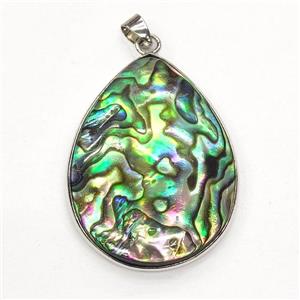 multicolor Abalone Shell teardrop pendant, approx 31-41mm