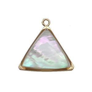 Pearlized Shell triangle pendant, gold plated, approx 14mm
