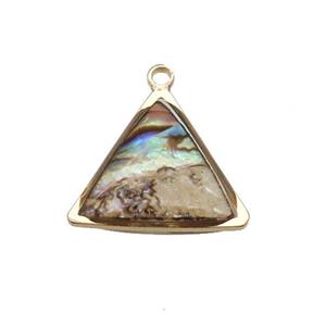 Abalone Shell triangle pendant, gold plated, approx 14mm