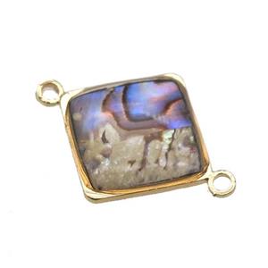Abalone Shell square connector , gold plated, approx 14mm