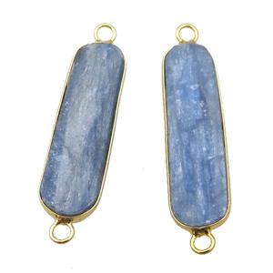 blue Kyanite rectangle connector, gold plated, approx 10-33mm