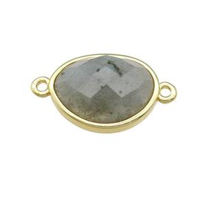 Labradorite teardrop connector, gold plated, approx 12-16mm