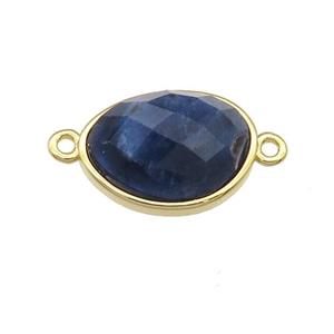 Sodalite teardrop connector, gold plated, approx 12-16mm