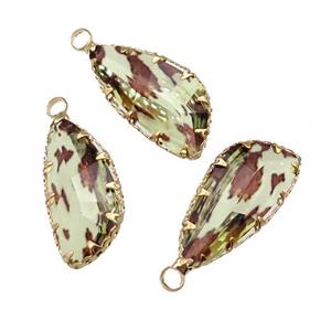 lt.yellow Crystal Glass teardrop pendant, gold plated, approx 11-24mm