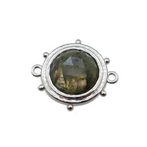 Labradorite circle connector, platinum plated, approx 15mm