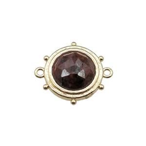 Rhodonite circle connector, gold plated, approx 15mm