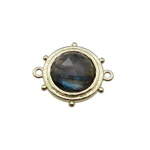 Labradorite circle connector, gold plated, approx 15mm