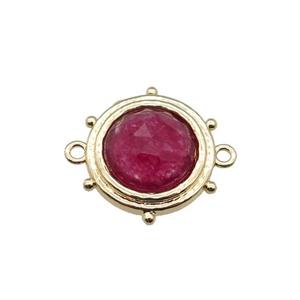 hotpink Synthetic Tourmaline circle connector, gold plated, approx 15mm