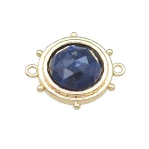 blue Jade circle connector, gold plated, approx 15mm