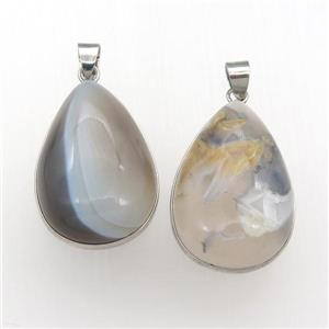 Natural Agate Teardrop Pendant, approx 20-30mm