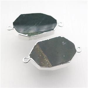 Ocean Agate slice connector, silver plated, approx 20-30mm