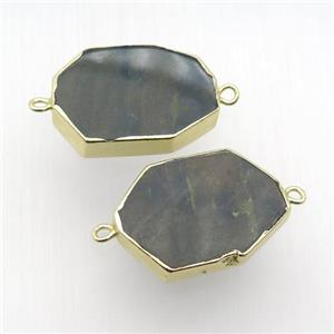 Ocean Agate slice connector, gold plated, approx 20-30mm