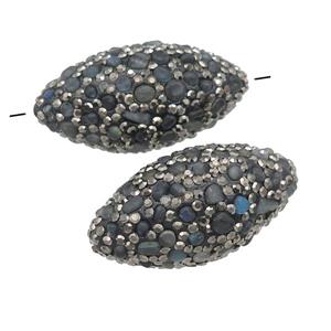 Labradorite chip beads paved rhinestone, rice, approx 15-30mm