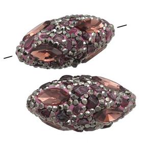 Garnet rice beads pave rhinestone, approx 15-30mm