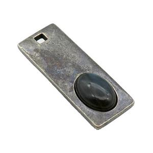 copper rectangle pendant with Labradorite, antique bronze, approx 14-38mm