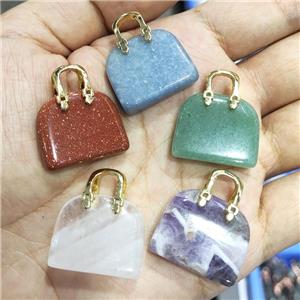 Mix Gemstone Bag Charm Pendant, approx 20-24mm