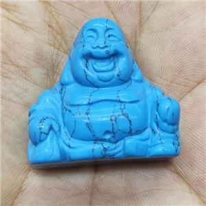 blue Magnesite Turquoise Buddha, no hole, approx 30mm