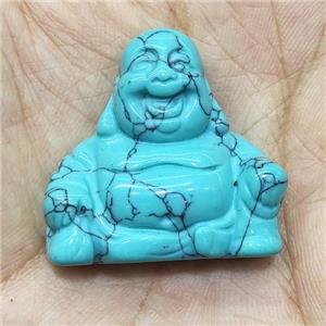 green Magnesite Turquoise Buddha, no hole, approx 30mm
