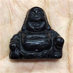black Obsidian Buddha without hole, approx 30mm