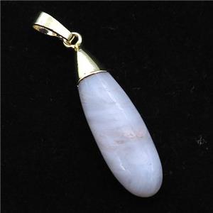 Blue Lace Agate teardrop pendant, gold plated, approx 10-35mm