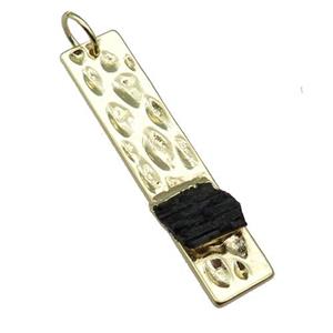 copper rectangle pendant pave Black Tourmaline, gold plated, approx 10-12mm, 10-40mm