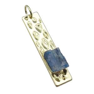 copper rectangle pendant pave Kyanite, gold plated, approx 10-12mm, 10-40mm