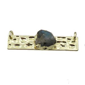 copper rectangle pendant pave Labradorite, gold plated, approx 10-12mm, 10-40mm
